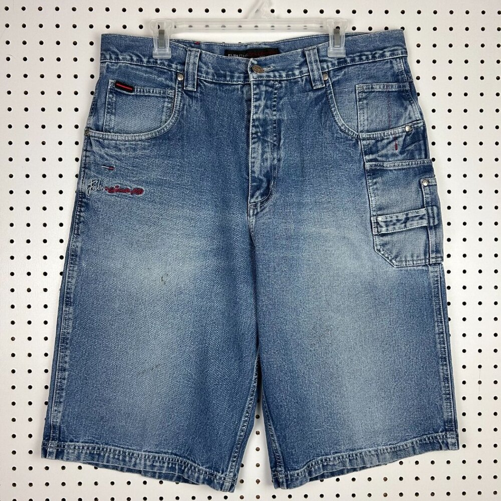 Vintage FUBU Carpenter Baggy Short Size 36 Stitched Logo Hip Hop 90s Skater Punk